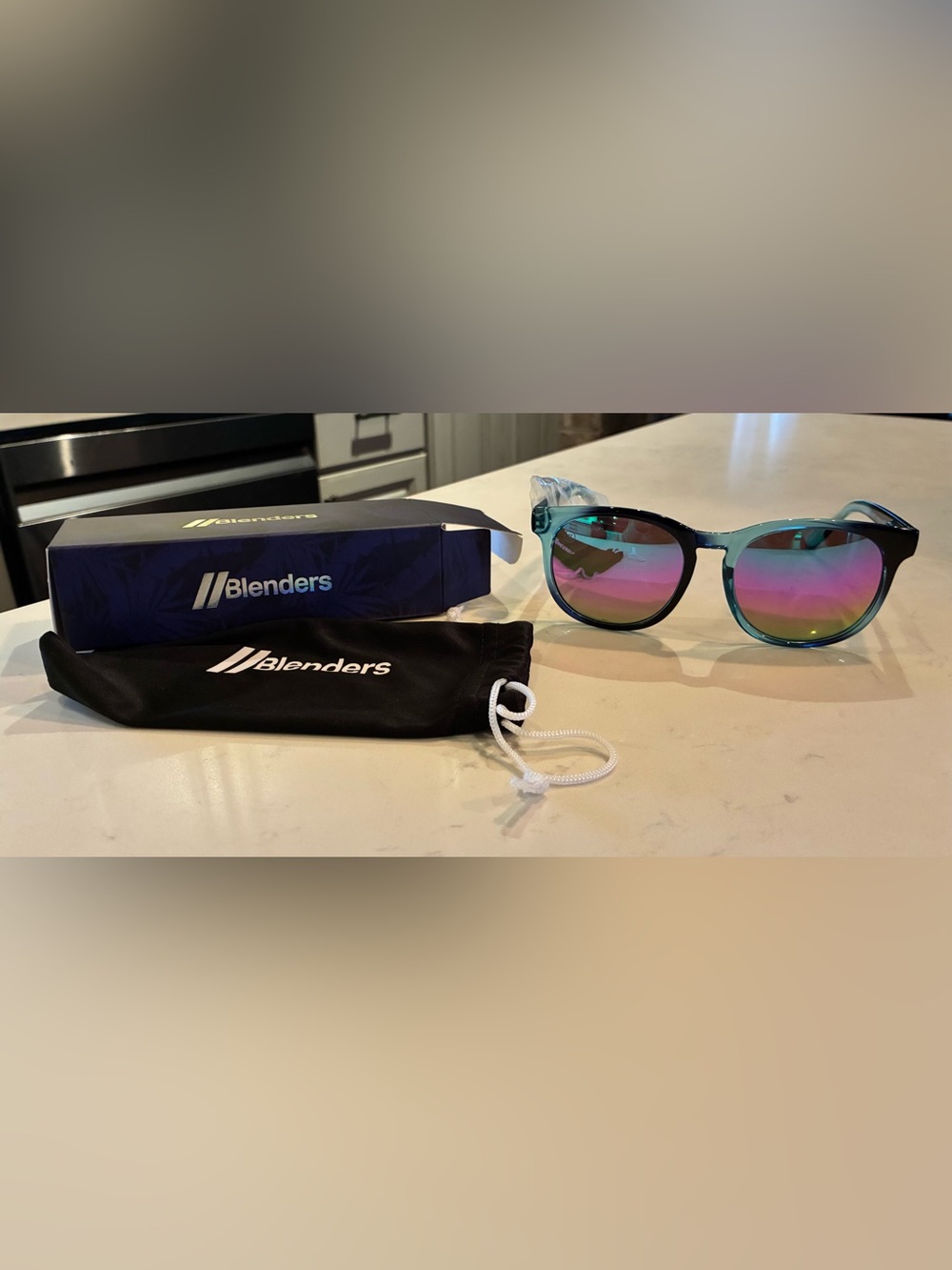 Blenders Teal Gradient Round Sunglasses with Mirrored Lenses